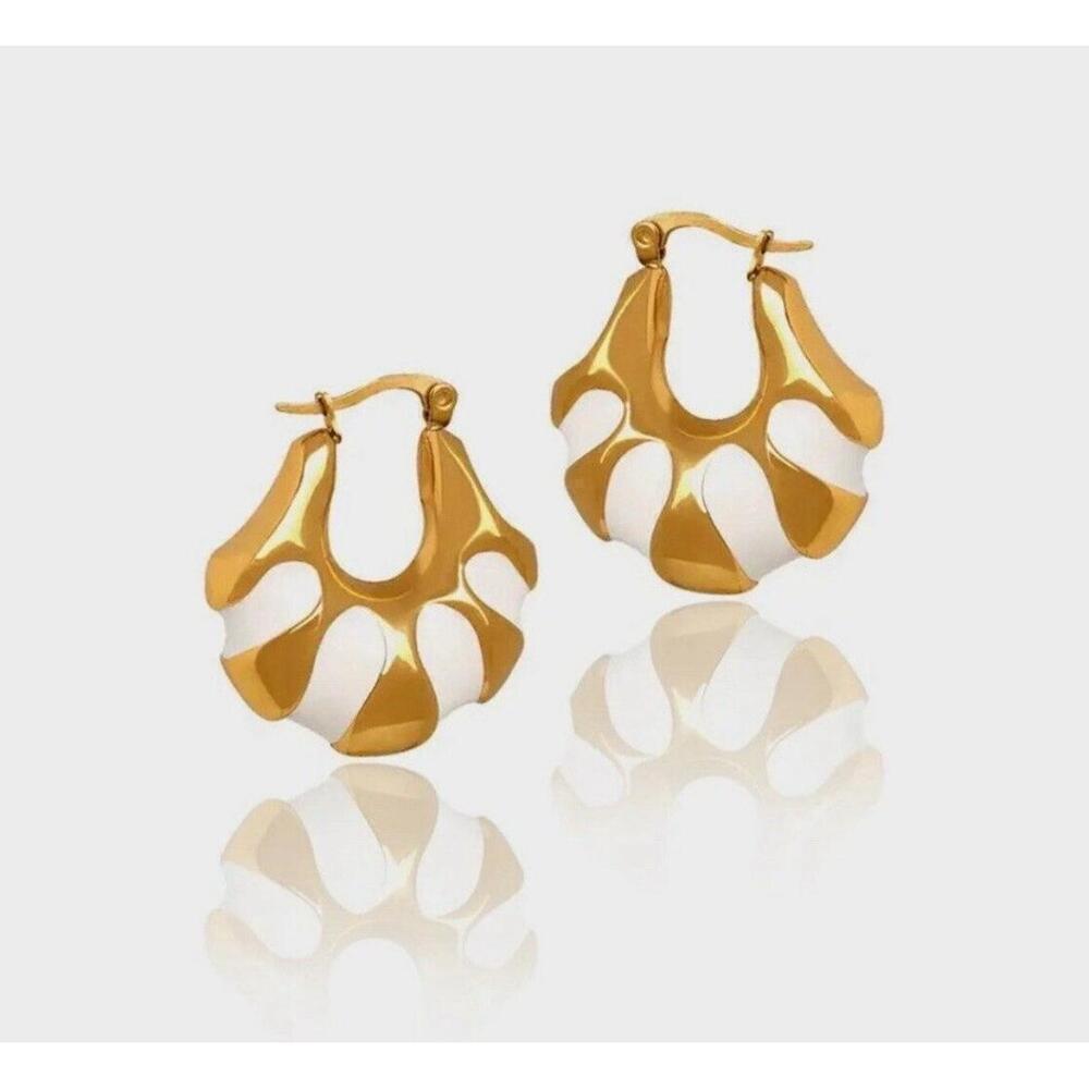 Gold Plated Stunning Egyptian Style Hoop Earrings stainless steel womens jewelry